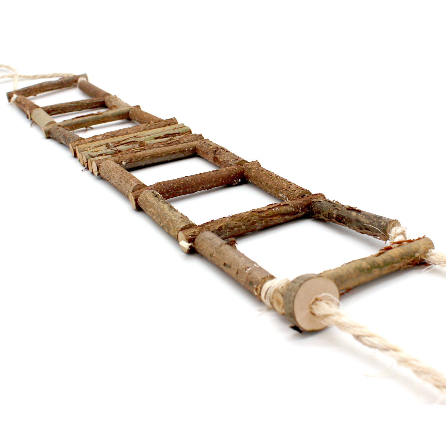 Vogel-Hängebrücke Aus Naturholz – Kletterleiter & Schaukel Für Papageien, Hamster & Vögel, Mit Baumwollseil & Haken