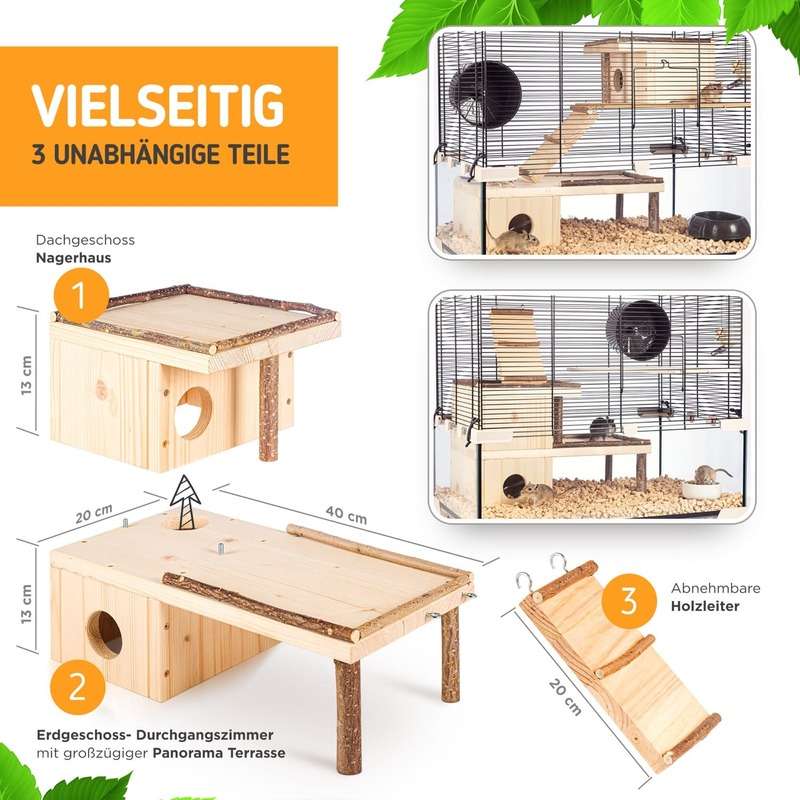 Hamsterhaus Aus Holz Mit Höhlentreppe - Spielplatz & Versteck Für Kleintiere