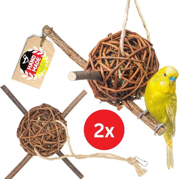 2er Pack Schredderkugeln aus Weide | Anti-Langeweile Vogelzubehör
